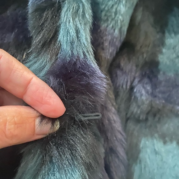 Ann Taylor Plaid Faux Fur Coat - Picture 4 of 5